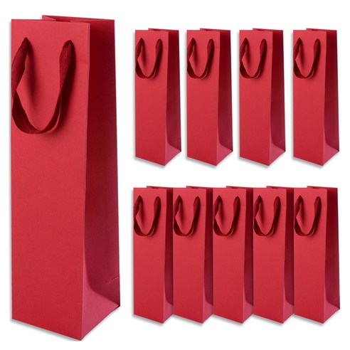 골든래빗 와인C 컬러 와인 종이백 9 x 28 x 8 cm, 레드, 10개