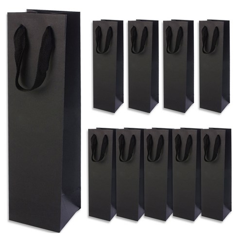 골든래빗 와인C 컬러 와인 종이백 9 x 28 x 8 cm, 블랙, 10개