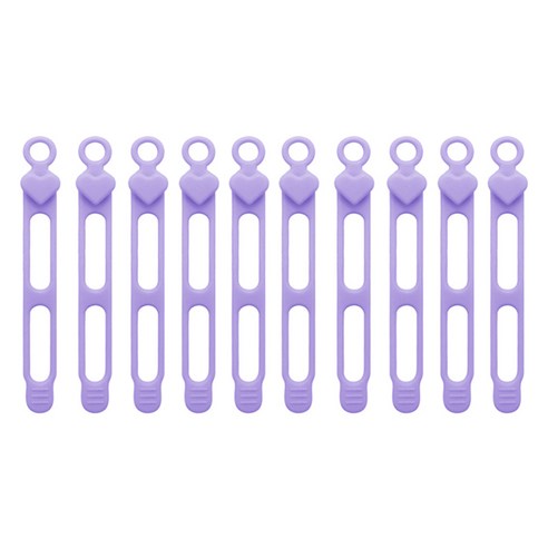 마다꾸미 실리콘 케이블타이 콘세트 선 라인 정리, 35 하트 퍼플, 10개