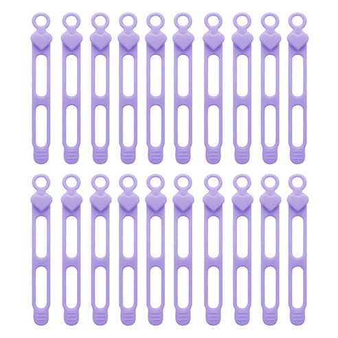 마다꾸미 실리콘 케이블타이 콘세트 선 라인 정리, 36 하트 퍼플, 20개
