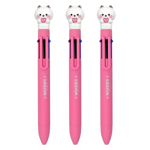 iiGEN 다꾸 캐릭터 우옹이 6색 볼펜 0.7mm, 하트 고양이, 3개