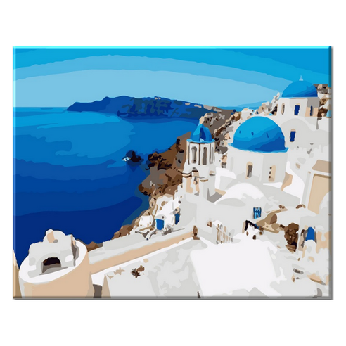 모모픽스페인팅 DIY 명화 그리기 40 x 50 cm, J42 파란지붕 산토리니, 1개