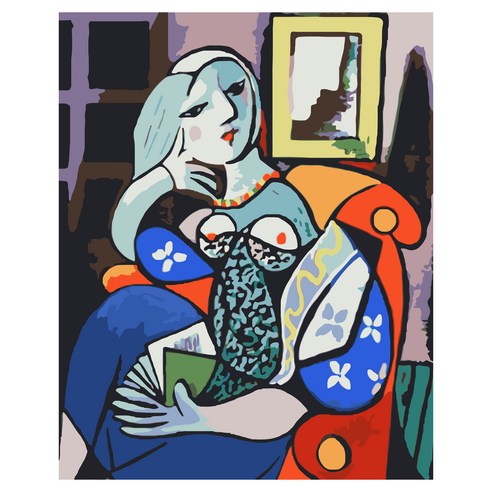모모픽스페인팅 DIY 명화 그리기 40 x 50 cm, H16 피카소 책을 든 여인, 1개