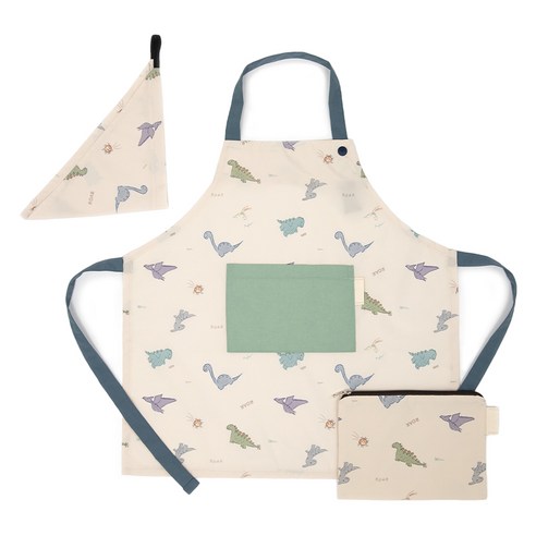 세맘스 아동용 방수앞치마 + 두건 + 파우치 세트