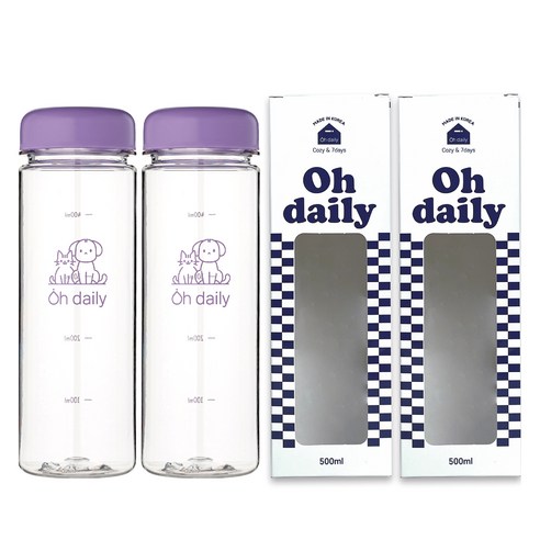 오데일리 트라이탄 보온보냉 물병, 퍼플, 500ml, 2개