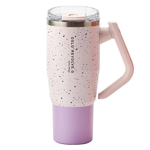 오슬로 리볼브 G 회전 핸들 텀블러, 도트핑크, 950ml, 1개