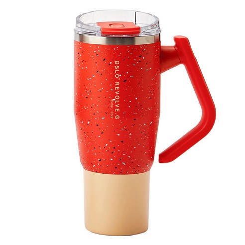 오슬로 리볼브 G 회전 핸들 텀블러, 도트오렌지, 950ml, 1개