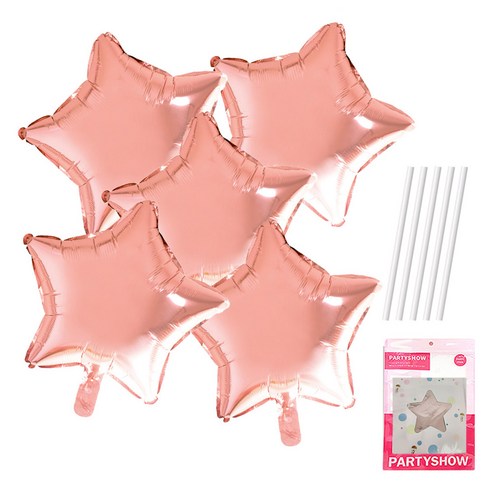 파티쇼 별 은박 풍선 45cm 5p + 빨대 5p 세트, 로즈골드(풍선), 1세트