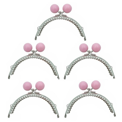 마다꾸미 둥근 프레임 동전지갑 만들기 진주구슬 12.5cm, 라이트핑크, 5개