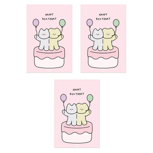 도나와친구들 HAPPY BIRTHDAY 엽서, 토미와 마몽이, 3개