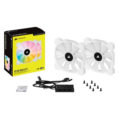커세어 iCUE 시스템 쿨러 저소음 Node Core 140mm FAN / SP140 RGB ELITE - DUAL FAN 2p, 화이트, 1개