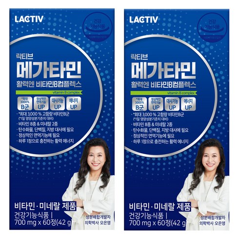 락티브 메가타민 활력엔 비타민B컴플렉스 42g, 60정, 2개