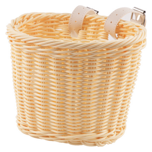 수수마마 자전거 라탄 바구니 핸들가방, 베이지, 1개