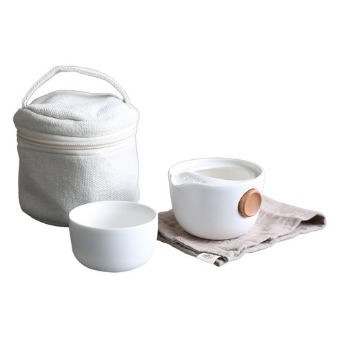 일롱 퀵커 다기 세트, 화이트, 1세트, 퀴커 팟 125ml + 테이스팅 백 + 찻잔 110ml + 티 타올
