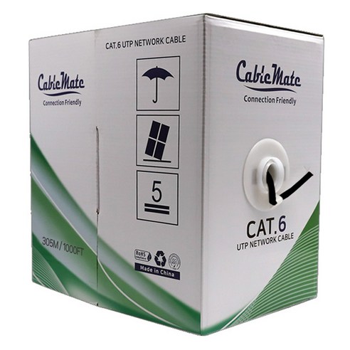 케이블메이트 CAT.6 UTP 기가 제작용 박스형 랜케이블 CM1183, 블랙, 1개, 305m