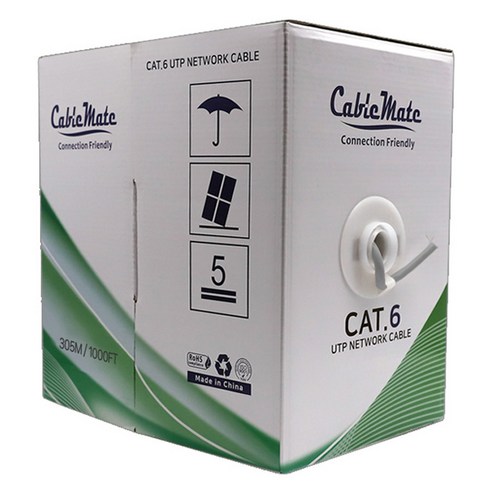 케이블메이트 CAT.6 UTP 기가 제작용 박스형 랜케이블 CM1181, 그레이, 1개, 305m