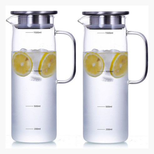 로체스터 스테인리스 내열유리 물병, 혼합색상, 2개, 1.5L