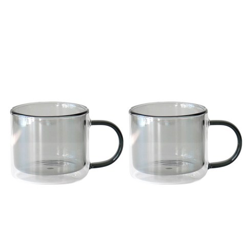 카모메키친 이리스 이중 유리 컬러 머그잔 260ml, gray, 2개