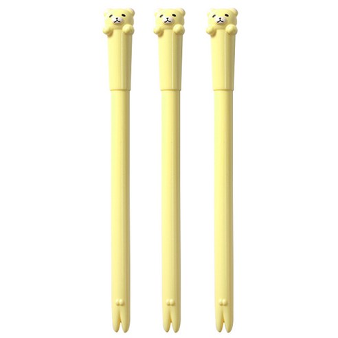 큐티베어 젤펜 0.5mm, 옐로우, 3개