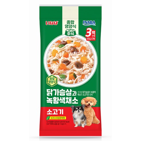 이나바 강아지 닭가슴살과 녹황색채소 파우치 QDR-142, 180g, 1개, 혼합맛(닭가슴살/채소/소고기)