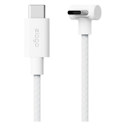 엘라고 60W PD C to C 90도 고속 충전 케이블, 화이트, 1개, 2m