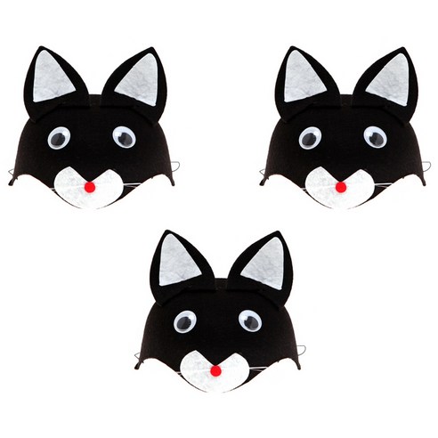 파티공구 부직포 동물모자, 고양이, 3개
