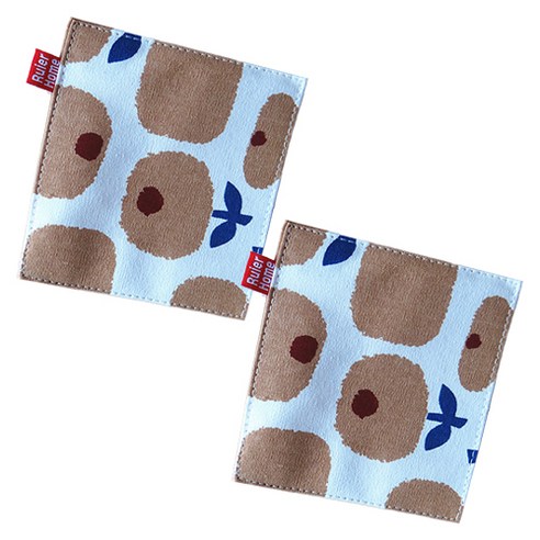 큐트미 코튼 패브릭 컵받침, 브라운사과(MP537), 2개, 11 x 11 cm
