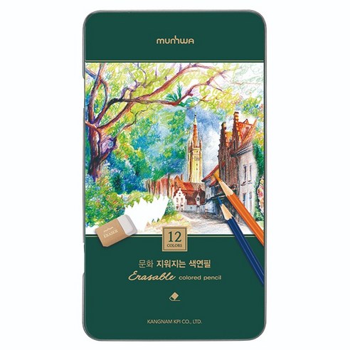 문화연필 지워지는 색연필 세트, 12색, 1세트