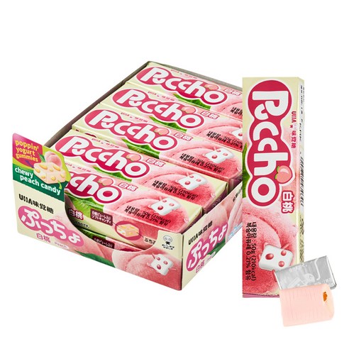 푸쵸 유하미카쿠토 스틱 캔디 피치, 50g, 10개