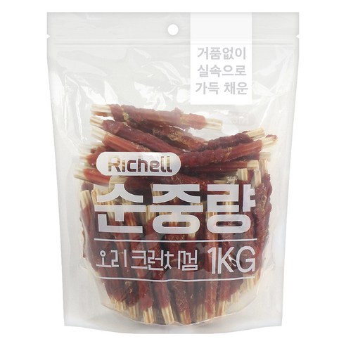 리첼 강아지 순중량 사사미, 오리크런치껌, 1kg, 1개