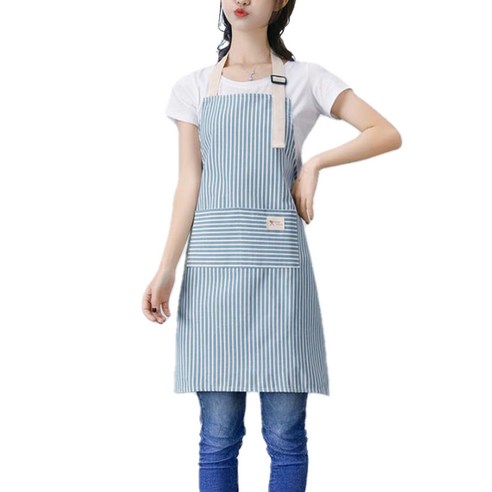 아메리칸로드 파스텔 스트라이프 원피스형 앞치마 RK2330, 1개, 블루