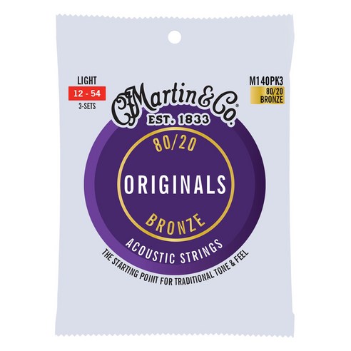 마틴 Original 80/20 Bronze Light M140 스트링 3p, M140PK3, 1개
