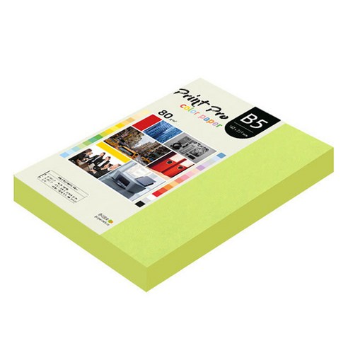 종이문화 프린트 프로 칼라 복사용지 No 09 브라이트그린 80g, B5, 340개