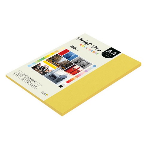 종이문화 프린트프로 얇은 칼라복사지 No 6 딥옐로우 80g, A4, 62개