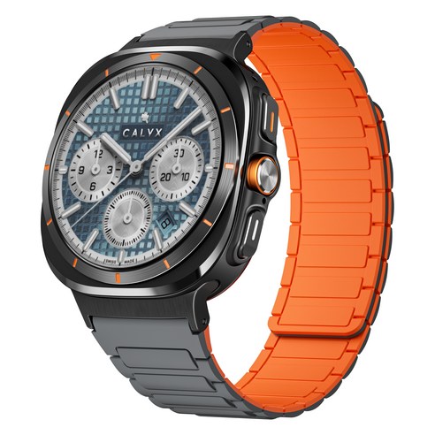 캘릭스 갤럭시워치 울트라 실리콘 링크 마그네틱 스트랩, 딥그레이오렌지 + 블랙커넥터, 1개