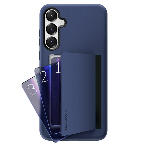 슈퍼디비전 3장 카드 수납 밸런스 듀얼 레이어 범퍼 휴대폰 케이스 갤럭시 S25 플러스, 적용모델, 네이비, 색상 섬네일