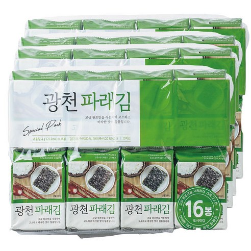 광천 파래김 16p, 64g, 4개