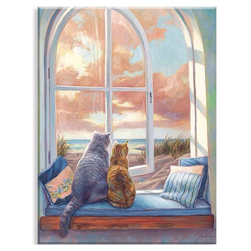 엔픽아트 캔버스형 보석십자수 DIY 세트 40 x 50 cm, MK013 동물 오후 창가의 고양이, 1개