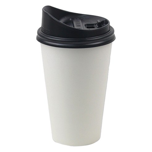 아이엔피 화이트무지 종이컵 380ml 50p + 롱개폐 뚜껑 50p, 1세트