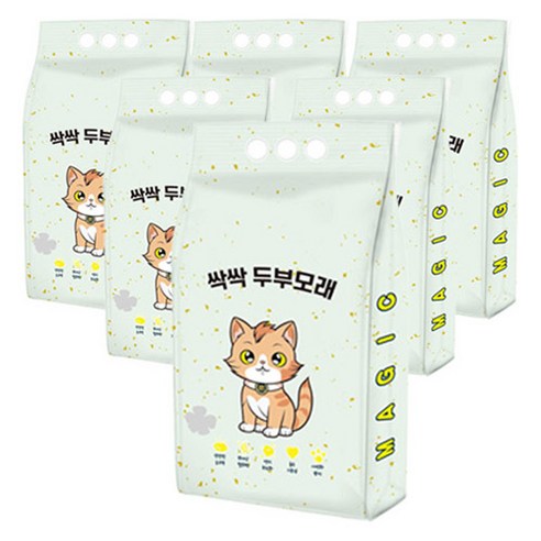 메디펫 고양이 싹싹 두부모래 가는입자, 6개, 8L, 녹차향