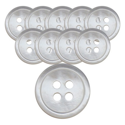 동대문단추왕 고급 리얼 자개 일반테 단추 10mm, 백진주(앞/뒤WT), 10개