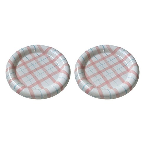 모던지 체크 빵빵 앞접시 대(20 x 2.5 cm) YJ703, 핑크, 2개, 단품
