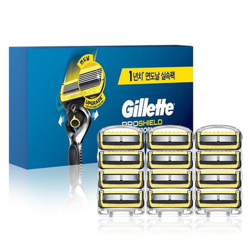 질레트 프로쉴드 면도날 옐로우, 12개입, 1세트