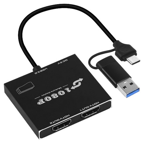 컴스마트 1080P 60Hz FHD USB A/C타입-듀얼 HDMI 아답터 OU078, 1개, 혼합색상, 15cm
