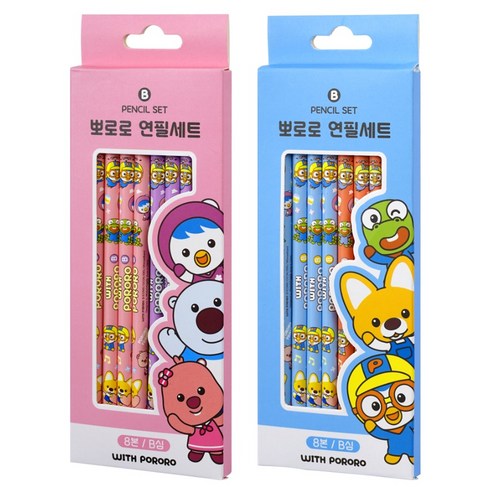 뽀로로 연필 B 2종 x 8p 세트, 혼합