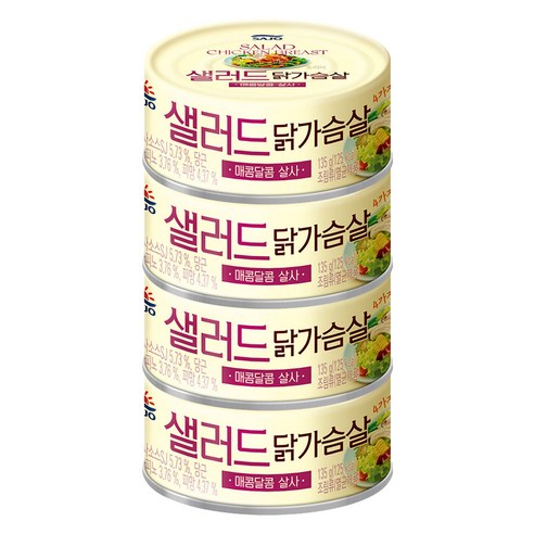 사조 샐러드 닭가슴살 매콤달콤 살사 통조림, 135g, 4개