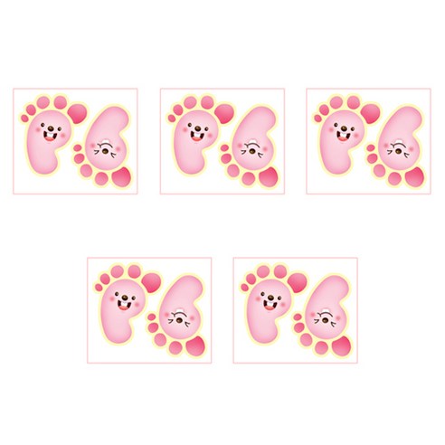바닥꾸미기 야광 미끄럼방지 발바닥 스티커 2종 x 5p 세트, 7 통통동물핑크(F-165)