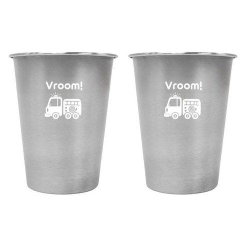 키친유 아동용 부릉부릉 스텐 304 컵, 350ml, 2개, 혼합색상