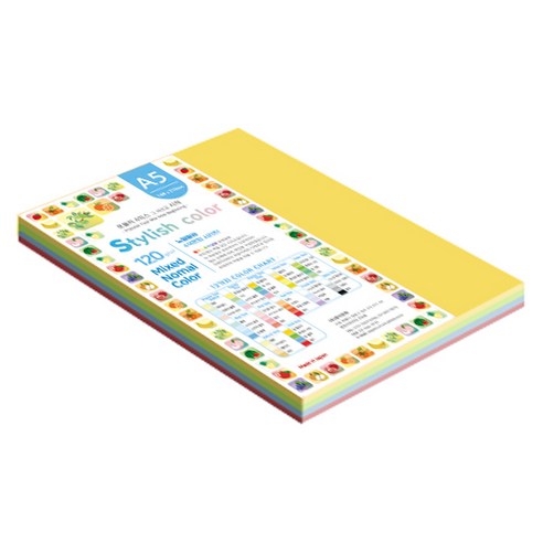 종이문화 스타일리쉬 얇은 혼합색지 120g 12 SN Vivid Tone, A5, 80개
