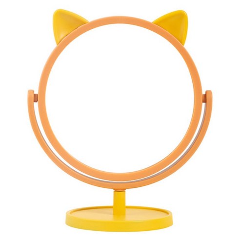 파이네스트원 애니멀 프렌즈 디자인 감성 회전 탁상거울 키티 21 x 17 cm, 옐로우